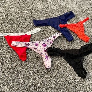 Lot of 5 PINK VS & VS Thong Lace Panties XL